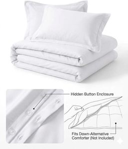 Parure de lit d'hôtel 5 étoiles, blanc luxe, 100% coton satiné uni, housse de couette, draps de lit d'hôtel - Product Image 3