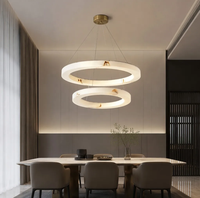 Lustre LED moderne à spectre complet CRI 97, suspension annulaire à deux niveaux, luminaire de plafond en faux albâtre pour salon et hôtel