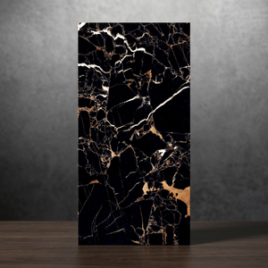 Black Portoro Polished Glazed Porcelain Tiles 600x1200mm Acid Resistant High Gloss Marble Floor Wall - Product Image 3