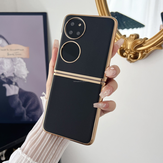2024 Hot Selling Trendy PU Leather Phone Case for Huawei P50 POCKET POCKETS Plating Hard Folding Cover