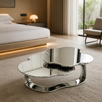 Table basse en acier inoxydable poli miroir, forme organique moderne, table centrale de luxe pour café