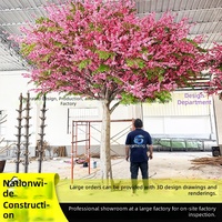Grand arbre artificiel réaliste en fleurs de cerisier rose en soie pour la décoration de mariages, événements, restaurants commerciaux – Vente directe usine