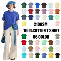 T-shirt unisexe en coton 100% tissé 210 GSM, col rond, manches courtes, coupe oversize, style streetwear, hip-hop, mode décontractée, couleur unie, grammage lourd