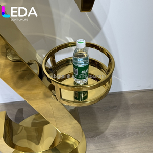Table de banquet ronde en verre miroir pour hôtel de luxe LEDA, table à gâteau en acier inoxydable doré pour mariage - Product Image 2