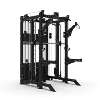 POWERMAN Máquina de Entrenamiento Funcional Comercial, Máquina Smith 1:1 y 2:1, Polea Superior, Remo Bajo, Crossover de Cables Todo en Uno para Gimnasio en Casa