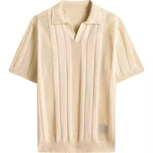 Camicia Estiva da Uomo 2026 Vintage in Maglia con Scollo a V, Manica Corta, Traspirante, Eco-Friendly, Vestibilità Regolare - Product Image 3