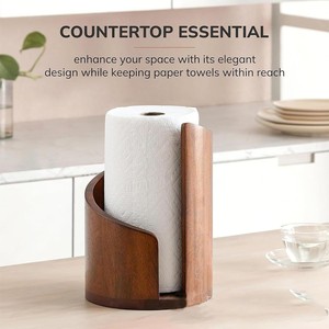 Wooden Tissue Holder Circular Brown Minimalist Design Free <b>Standing</b> Paper Holder for Home Living Room Bedroom Desktop Use - Product Image 3