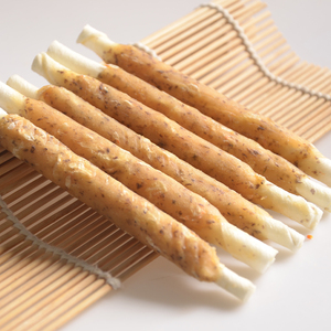 ขนมสำหรับสุนัขทำจากข้าวไก่อาหารทะเลแผ่นห่อด้วยไม้แรไวด์ลวก - Product Image 3