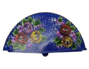Vente en gros Éventail de danse flamenco espagnol en bois d'art populaire Thème de fleurs peintes à la main 23cm Origine Chine pour les fêtes - Product Image 1