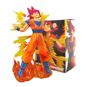 Boxed Wholesale 25cm Japanese Anime Dragon Z Ball Goku Action Figure Red Hair Super Saiyan Model Collection Toy Figure