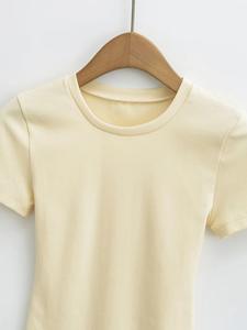 Magliette a girocollo sportive sportive da <span class=keywords><strong>donna</strong></span> a manica corta 95% maglietta <span class=keywords><strong>bianca</strong></span> in 5% di Rayon in bianco - Product Image 2