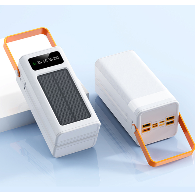 50000mAh High Capacity Solar PowerBank With Light Built in Cable Waterproof Fast Charging Power Banks