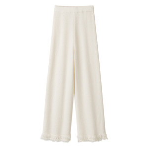 <span class=keywords><strong>Pantalon</strong></span> en cachemire pur pour <span class=keywords><strong>femme</strong></span>, coupe skinny, taille haute, jambe droite, épais, avec ourlet à 7 points de couture et franges, idéal pour l'hiver - Product Image 1