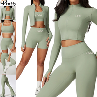 Ensemble de Vêtements de Détente 4 Pièces pour Femme : Haut et Legging de Yoga Gainants pour Gym, Fitness et Entraînement Sportif