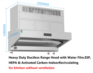 Hotte aspirante commerciale sans conduit avec système de lavage à l'eau |   Extracteur d'air tout-en-un sans conduit pour la cuisson à la wok avec filtre à charbon - Product Image 5