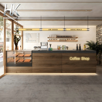 Comptoir de service commercial moderne en bois durable avec éclairage LED intégré pour café, boulangerie, vitrine de présentation