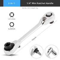 ELEHAND OEM Llave de Trinquete Mini de 1/4'' 72T de Acero al Cromo Vanadio 2 en 1 con Cabezal de Enchufe y Puntas Intercambiables para Reparación de Automóviles