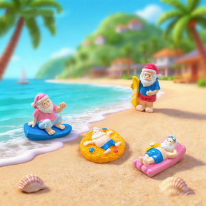 Figuras de Resina de Mini Santa Claus para Decoración de Playa, Adornos en Miniatura para Paisajes Tropicales Costeros, Venta Caliente de Verano - Product Image 2