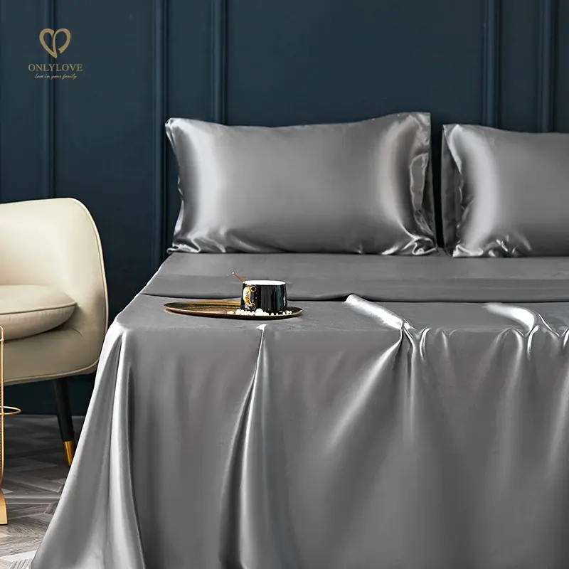 Draps de satin soyeux draps de lit en satin doux et luxueux ensemble de draps en satin sans plis à poches profondes