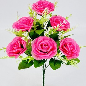 Fiori Artificiali in Seta, 6 Teste di Rosa 'Happiness' - Decorazione per Soggiorno, Tavolo da Pranzo, Giardino e Foresta, Vendita all'Ingrosso dalla Cina - Product Image 3