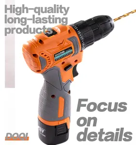 DOQI 18v lithium-ion drill electric screwdriver cordless electric tool with 1.5AH battery plastic toolbox