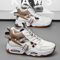 Chaussures montantes tendance pour hommes, semelle épaisse, rehaussantes, antidérapantes, imperméables, confortables et respirantes - en maille pour le printemps