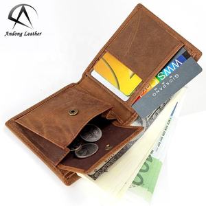 Cartera de Cuero Genuino de Vaca para Hombre de la Fábrica de Cuero Andong, con Bloqueo RFID, Estilo Retro, con Clip para Tarjetas - Product Image 1