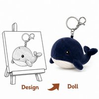 Porte-clés en peluche baleine personnalisé, mignon dessin animé, animal marin en peluche, pour cadeau de vacances, décoration intérieure, faible MOQ, OEM, ODM