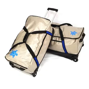 定制滚动行李袋带轮子防撕裂聚酯防水轮式旅行行李袋带滚轮
