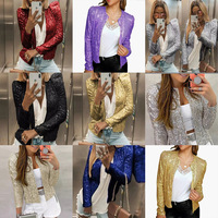 Nouvelle collection Printemps 2026 – Mode transfrontalière européenne et américaine pour femme : Col montant, color-block, sequins, polyester, fermeture éclair