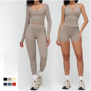 Ensemble de yoga de <span class=keywords><strong>luxe</strong></span> respirant et élégant, pull décontracté, dos ajouré et élégant, pour le basketball, tendance 2026 - Product Image 1