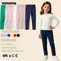 Leggings extensibles pour filles à la mode, avec bordure festonnée, doux, élastiques, coupe ajustée, pantalons pour enfants pour tous les jours, l'école, la danse, les fêtes