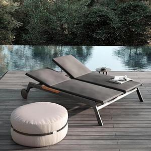 Chaise longue moderne d'extérieur pour jardin, <span class=keywords><strong>piscine</strong></span>, <span class=keywords><strong>plage</strong></span>, balcon, imperméable, protection solaire, en teck et métal, style ouvert, pour hôtels, zones ensoleillées - Product Image 5