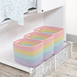 Panier à linge pliable portable avec poignée, en corde de coton colorée, imperméable, avec logo personnalisé, pour organiser les vêtements sales - Product Image 3