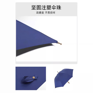 Parapluie de golf automatique à manche en bois, extra large, double ouverture, bouton d'ouverture automatique, pour homme, cadeau, noir, baleines en fibre de vinyle - Product Image 3