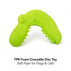 Giocattolo per Animali Domestici in Schiuma TPR a Forma di Coccodrillo, Disco Volante Morbido con Texture per la Pulizia dei Denti per Cani e Gatti - Product Image 1