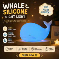 Lampe de nuit pour enfants, lumière de nuit en silicone souple pour bébé, rechargeable par USB, lumière LED portable en forme d'animal pour la chambre des enfants, chevet, cadeau de Noël