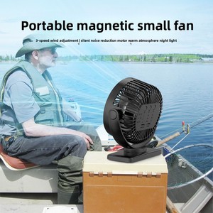 Ventilateur portable 2026 transfrontalier à moteur sans balais à aspiration magnétique, mini-ventilateur de bureau/mural avec batterie externe, éclairage et minuterie - Product Image 4