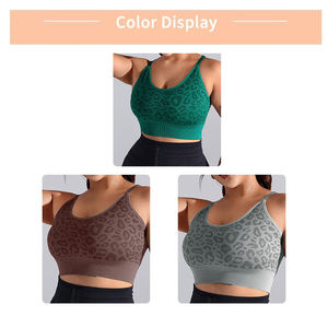 Soutien-gorge de sport sans couture pour femmes grandes tailles, imprimé léopard, haute élasticité, séchage rapide, haut court de yoga, course à pied, gym, fitness - Product Image 4