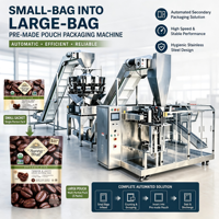 Machine d'emballage automatique de sachets pour grains de café torréfiés avec ensacheuse pour l'emballage secondaire des grains de café entiers