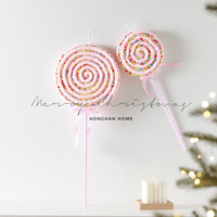 Ornements de Noël sur le thème des bonbons pastel, maison en pain d'épices, sucette, beignet et canne en sucre, décorations suspendues pour arbre de Noël