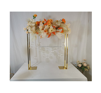 Décoration de Table d'événement d'intérieur de luxe or métal clair centres de mariage hexagone fleur support mariage