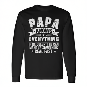 Papa sait tout T-shirt vintage à manches longues pour homme, chemise pour la fête des pères - Product Image 2