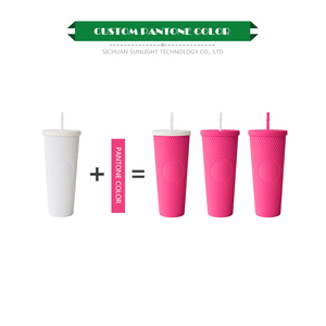 24oz Niedlicher doppelwandiger Plastikbecher, Farbverlauf-Plastik-Trinkbecher, 24 oz Eiskaffeebecher, Regenbogen-Tumbler mit Tumbler-Zubehör Schleife - Product Image 4