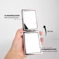 Miroir de maquillage portable double face, noir, blanc, rose, pour voyage, miroir compact avec logo personnalisé