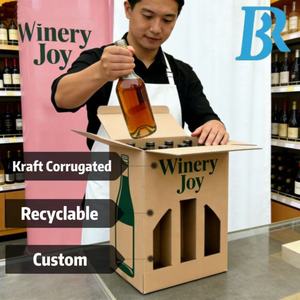 Scatole Personalizzate Riciclabili per Bicchieri da Vino con Finestra, Confezione da Asporto per 3 Bicchieri, Scatola Regalo in Cartone Kraft per Boccali da Birra, Portabottiglie per Bevande - Product Image 2