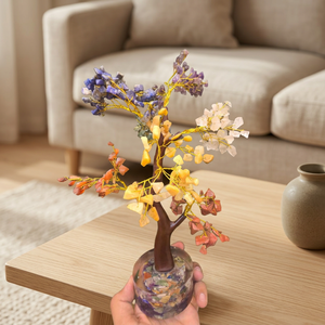 NOBLESTONE GEMS Figurine d'arbre en pierres précieuses, ornements de guérison sculptés en cristal, enveloppés de fil, décoration de bureau Feng Shui - Product Image 3