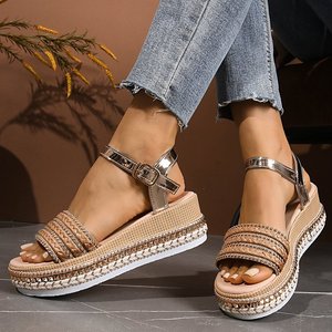 Sandales d'été décontractées pour femmes, légères, à plateforme large, style espadrilles, à bout ouvert, pour l'extérieur - Product Image 4