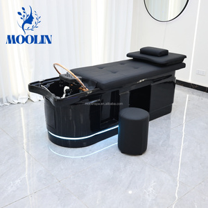 Fauteuil de lavage moderne haut de gamme MOOLIN avec fonction spa capillaire, en cuir PU et structure en acier inoxydable - Mobilier de salon pour coiffure - Product Image 4