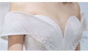 AL1012 2025 nouvelle robe de mariée pour femmes ciel étoilé <span class=keywords><strong>grande</strong></span> queue avec dentelle brillante décoration décontractée pour mariage ou <span class=keywords><strong>grande</strong></span> <span class=keywords><strong>taille</strong></span> mariées - Product Image 6